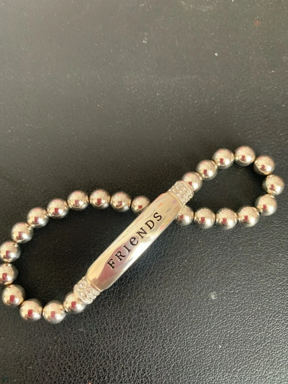 Brighton Silver-Tone Beaded ID Stretch Bracelet